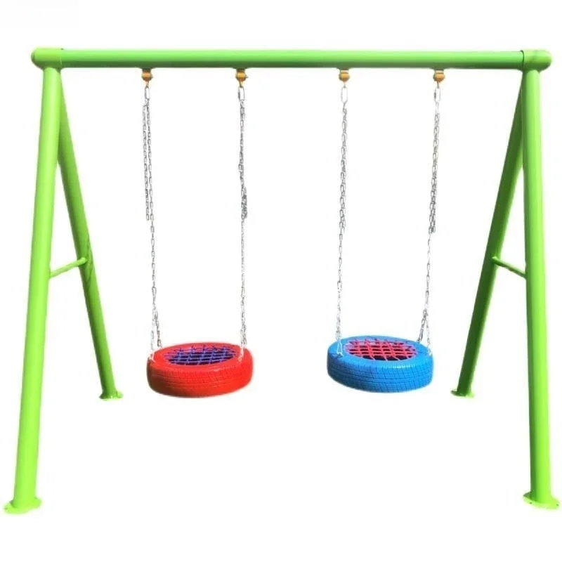 swing frame, outdoor children's swing, steel pipe bracket, kindergarten single tire swing, park hanging basket