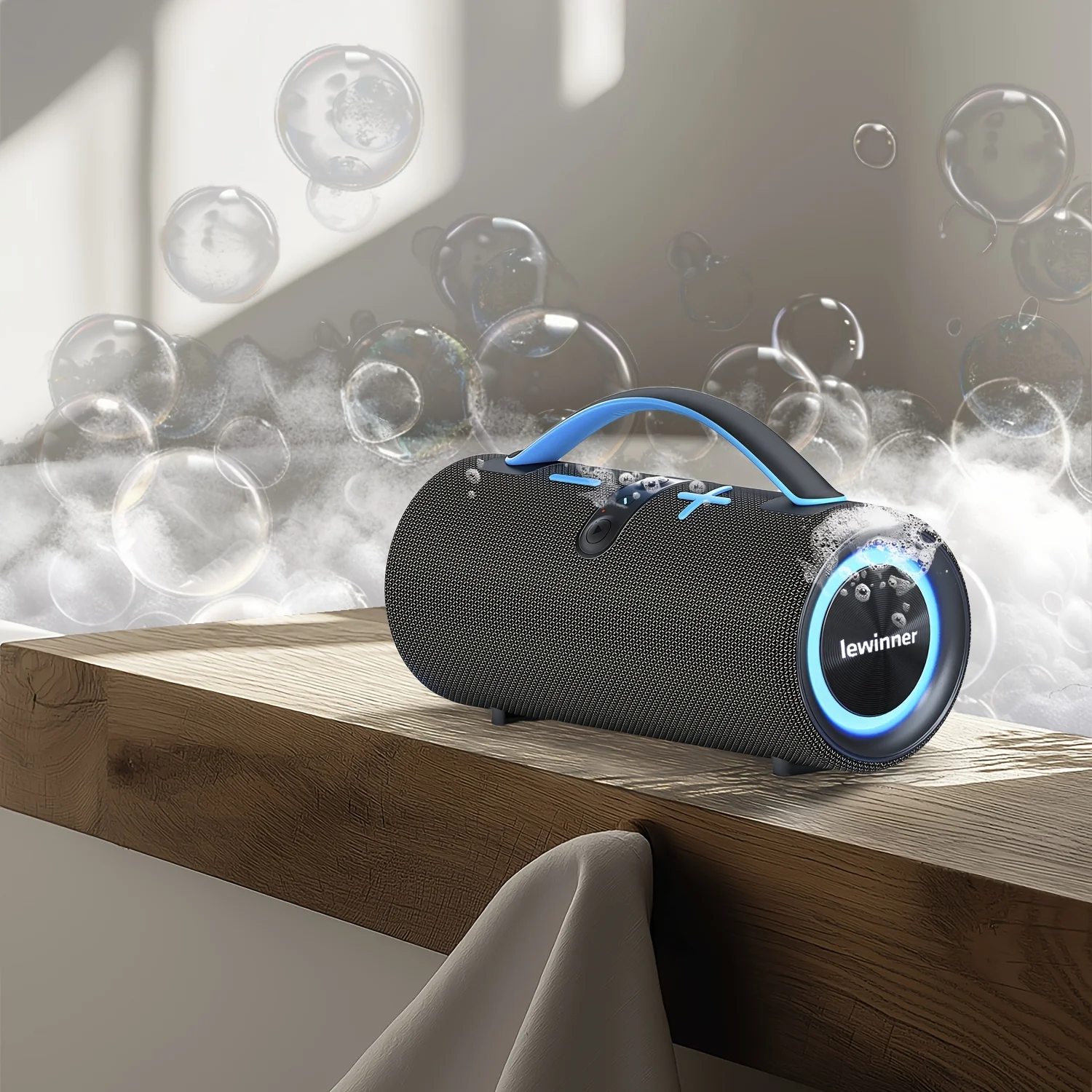 Lewinner Portable Wireless Speaker, Outdoor Speaker, 60W High-power Subwoofer, 7 Modes Of RGB Ambient Light, Long Battery Life,