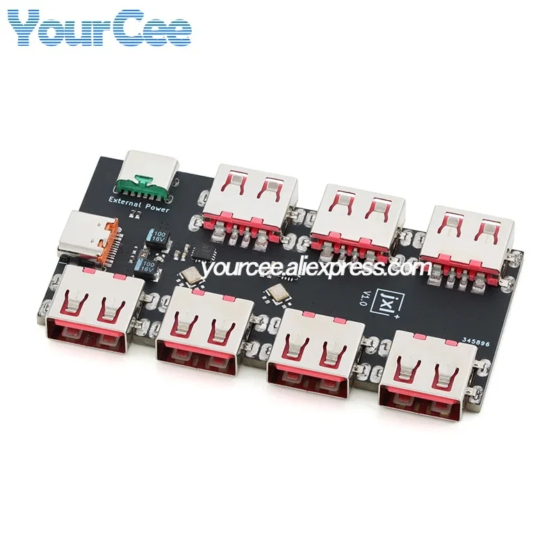 XL334P7 Type-C Expander Module USB Hub 7-Port Dock USB 2.0 Splitter Multi-Port Hub Data Transfer Rate 40 MB/s Max