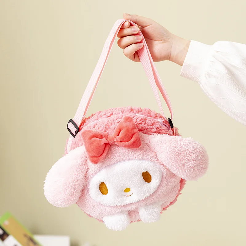 25CM Anime Cinnamoroll My Melody Kuromi Cartoon Pluche Schoudertas Kawaii Draagbare Grote Capaciteit Munt Opbergtas Vakantie Cadeau