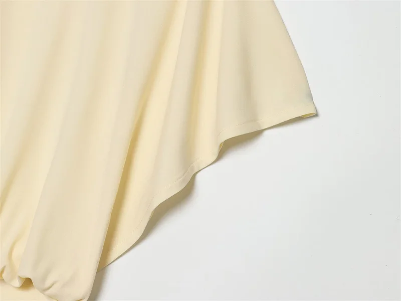 Women's Dress 2026 Summer New Style Solid Color Short Sleeve Ruffle Decor Midi Maxi Dress Elegant and Gentle Romantic