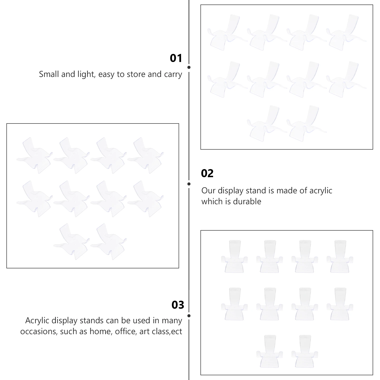 

20pcs Crystal Display Rack Acrylic Jewelry Showing Stand Mineral Holder Transparent Collection Base Desktop Decor Durable