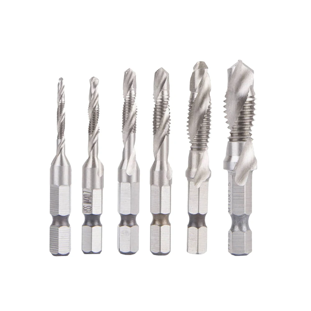 

6pcs Composite Tap Metric Drill Bit Set Multi functional High speed Steel Taps Durable Efficient Tool Parts