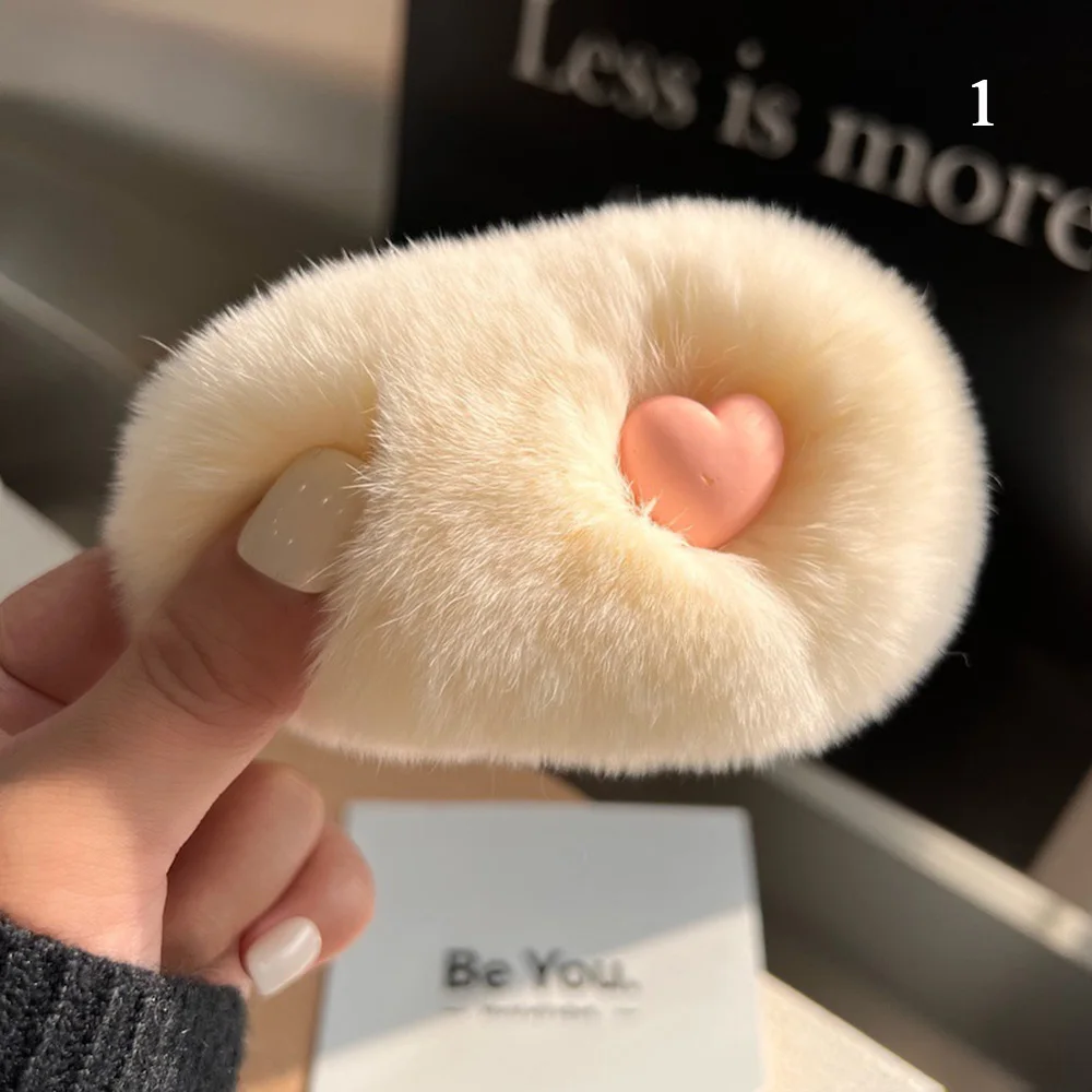 Winter Fashion Faux Rabbit Fur Plush Clips Hair Clip For Women Hair Edge Clip Sweet Headwear Fluffy Hair Accessories For Girl