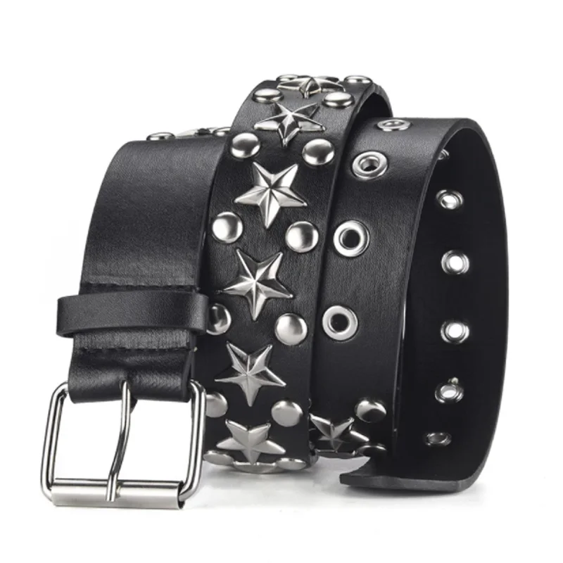 Classical Punk Spike Belt Y2k Men's Leather Belt Rivet Rock Star Beads Leather Belt Women Studded Punk Rock Clothes Waistband