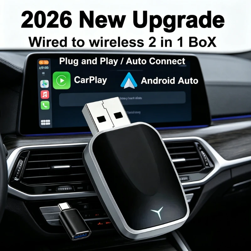 2026 Latest Wireless CarPlay Converter Seamless Bluetooth WiFi Easy Plug Use Supports OTA Upgrades Works with 99 Percent of Cars