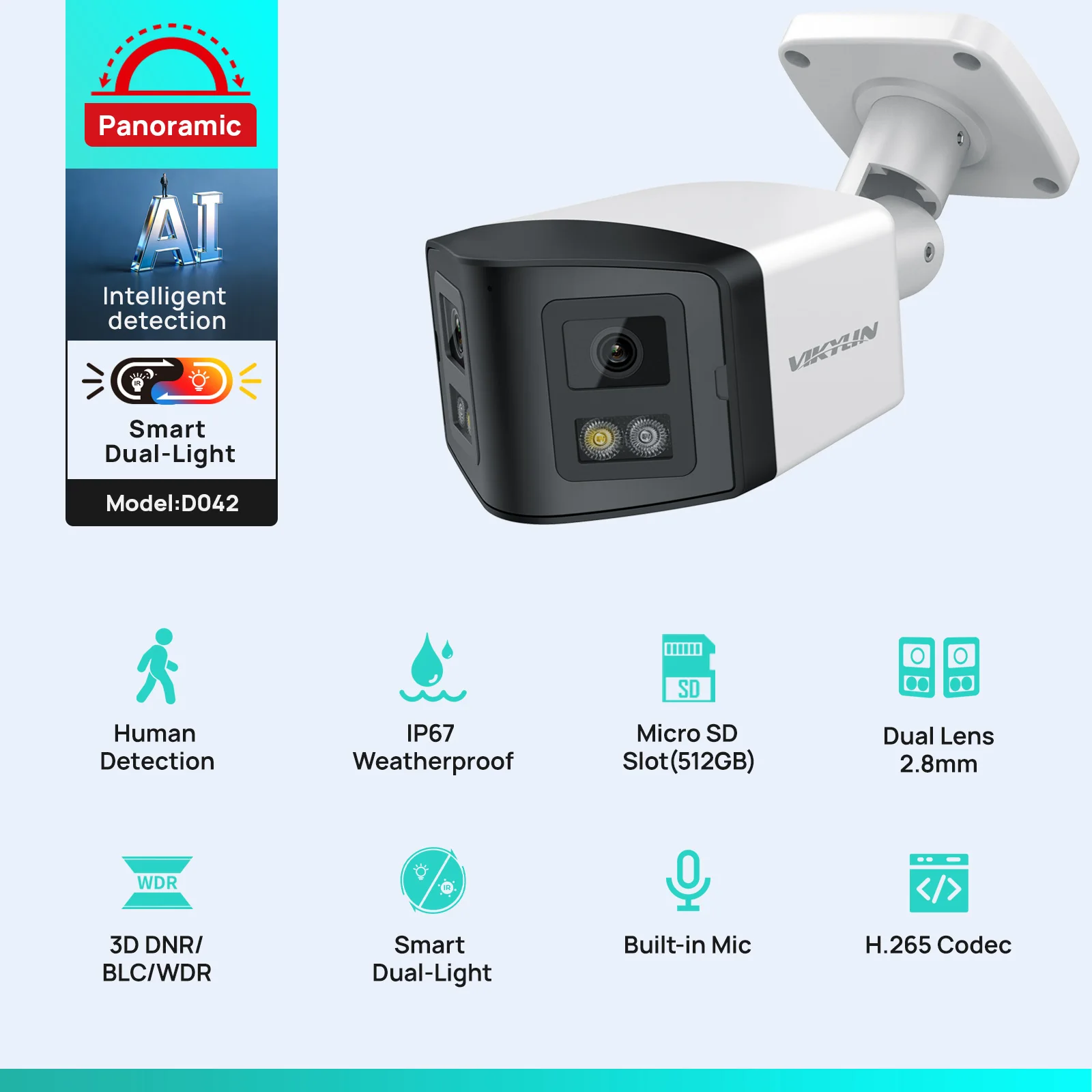 VIKYLIN 170° Panoramic Securit - Outdoor Power G Motion review and price