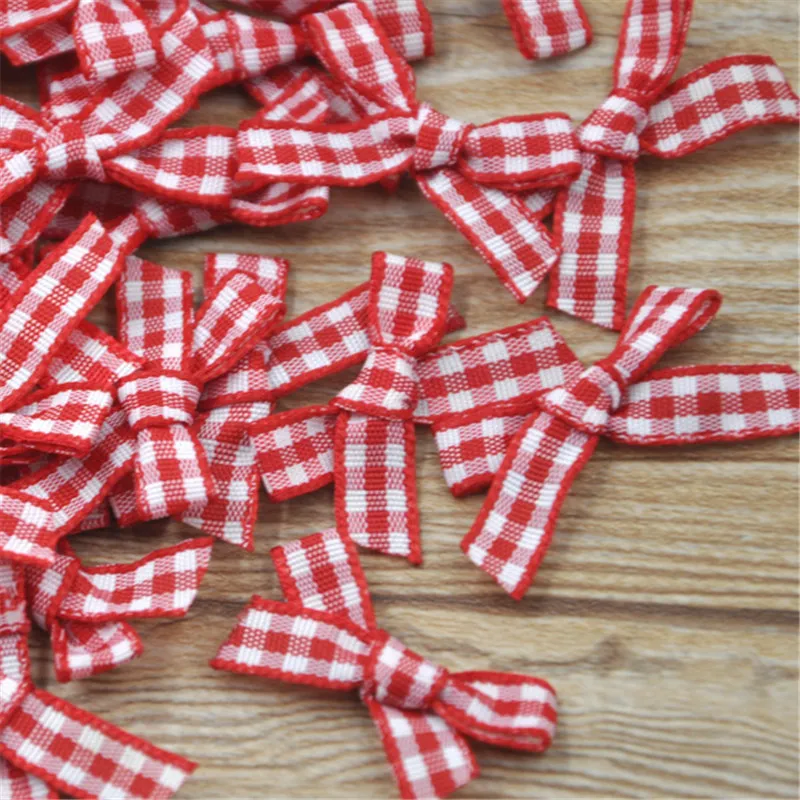 20pcs Gingham Ribbon Flowers Bows Doll Bulk Lots Wedding Dec Appliques A224