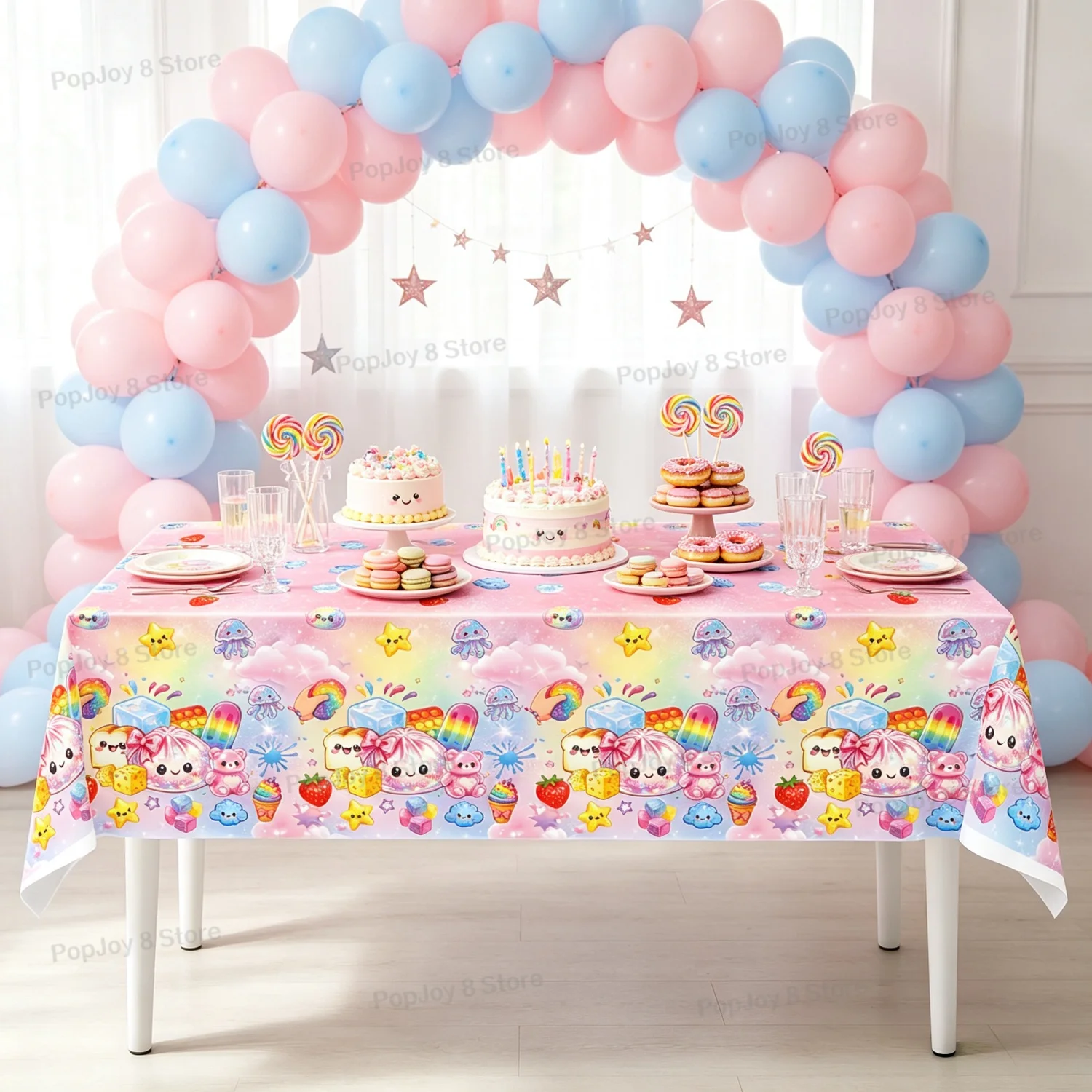 137x274cm Disposable Squishy Dumpling Tablecloth Birthday Party Christmas Table Cover Baby Shower Rectangle Desk Cloth Decor view 5
