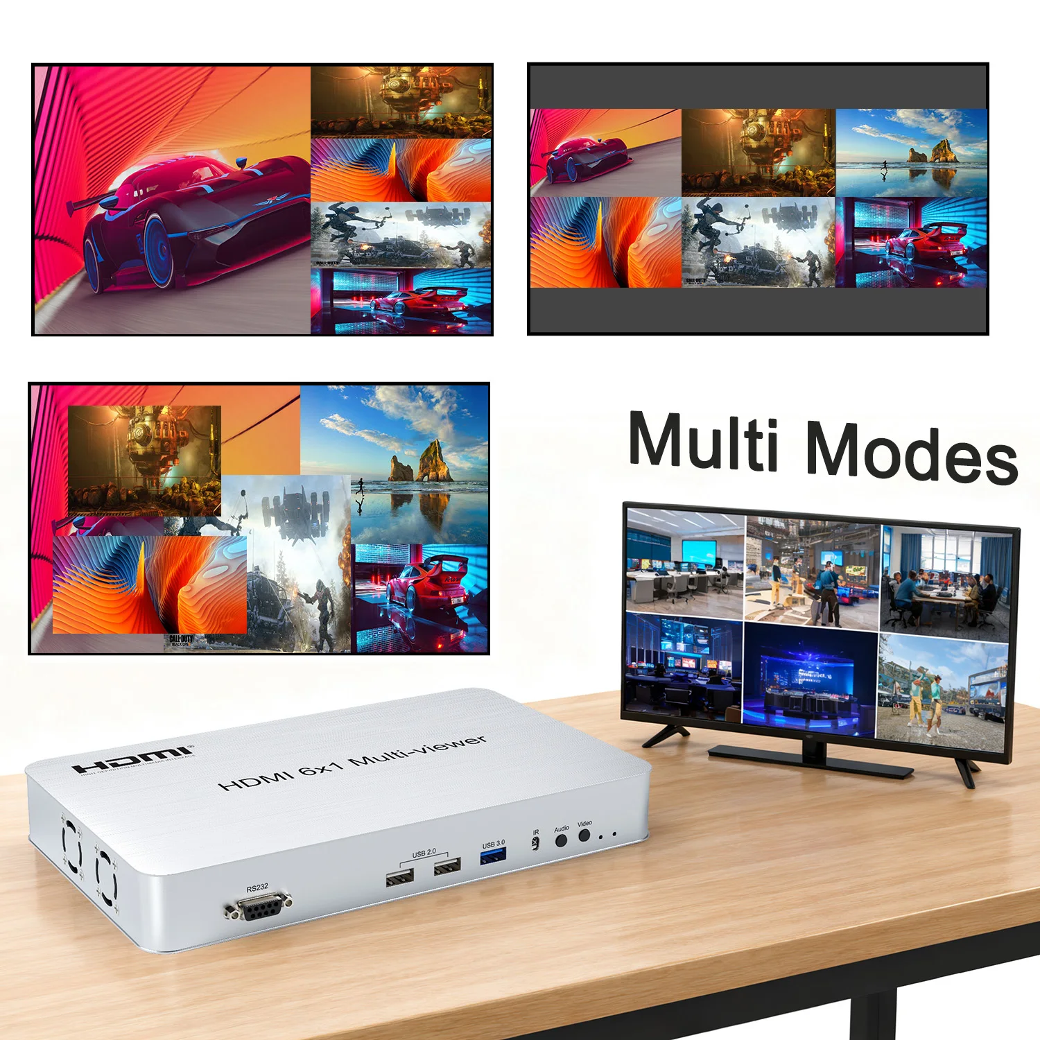 4K 60hz 1080p 6x1 HDMI Multiviewer 2 3 4 5 6 Multi Screen Splitter 4x1 Quad Multi-viewer Seamless Switch USB for Mouse Keyboard