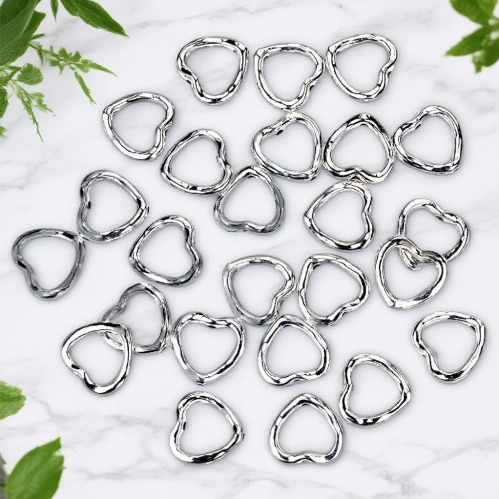 50pc Tibetan Style Alloy Bead Frames Lead Free and Cadmium Free Nickel Free Heart Antique Silver Color Beads Jewelry Accessories