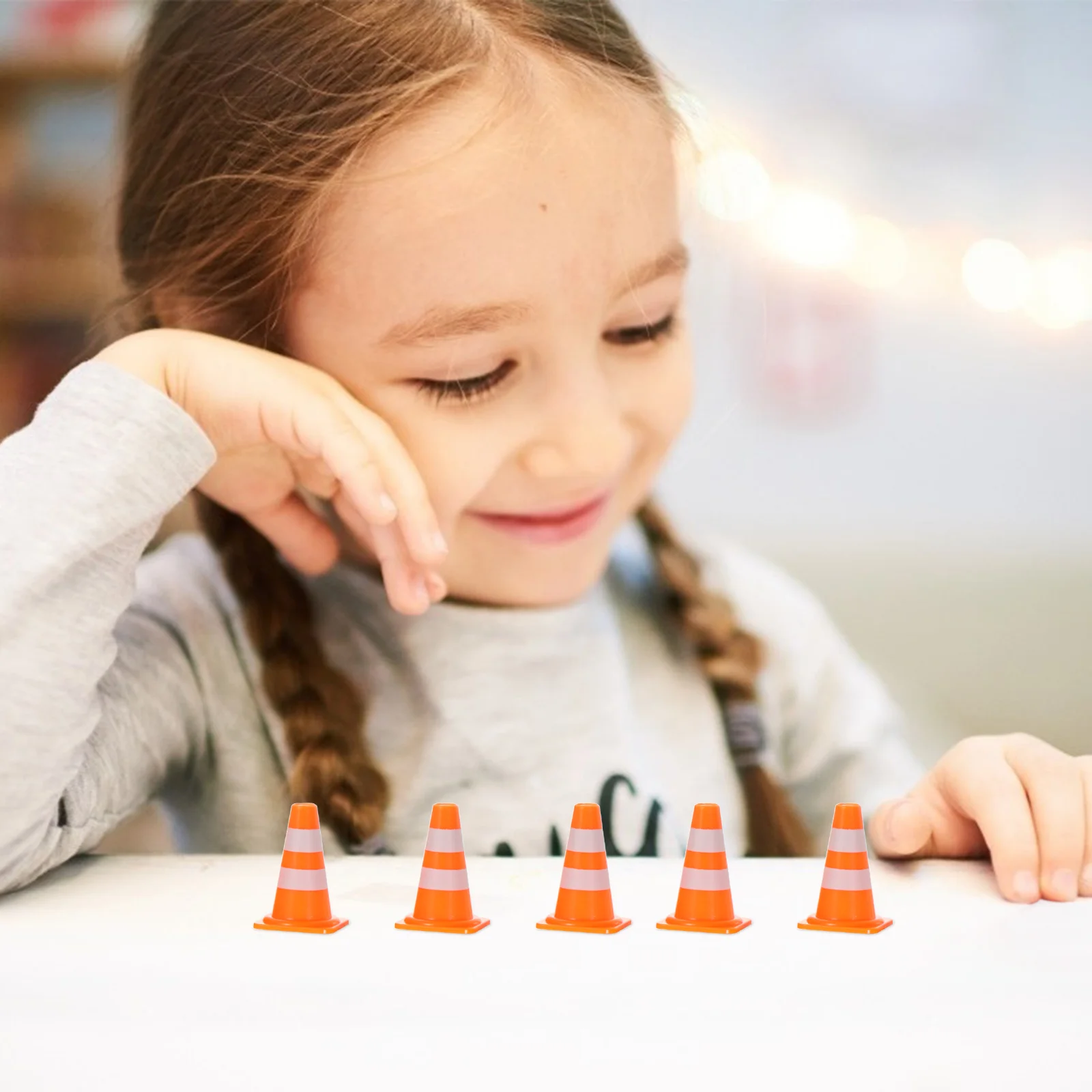 50 Pcs Toy Safety Cone Roadblock Simulation Props Man Child Mini Toys Traffic Cones Ellumin Plastic Signs Barricade