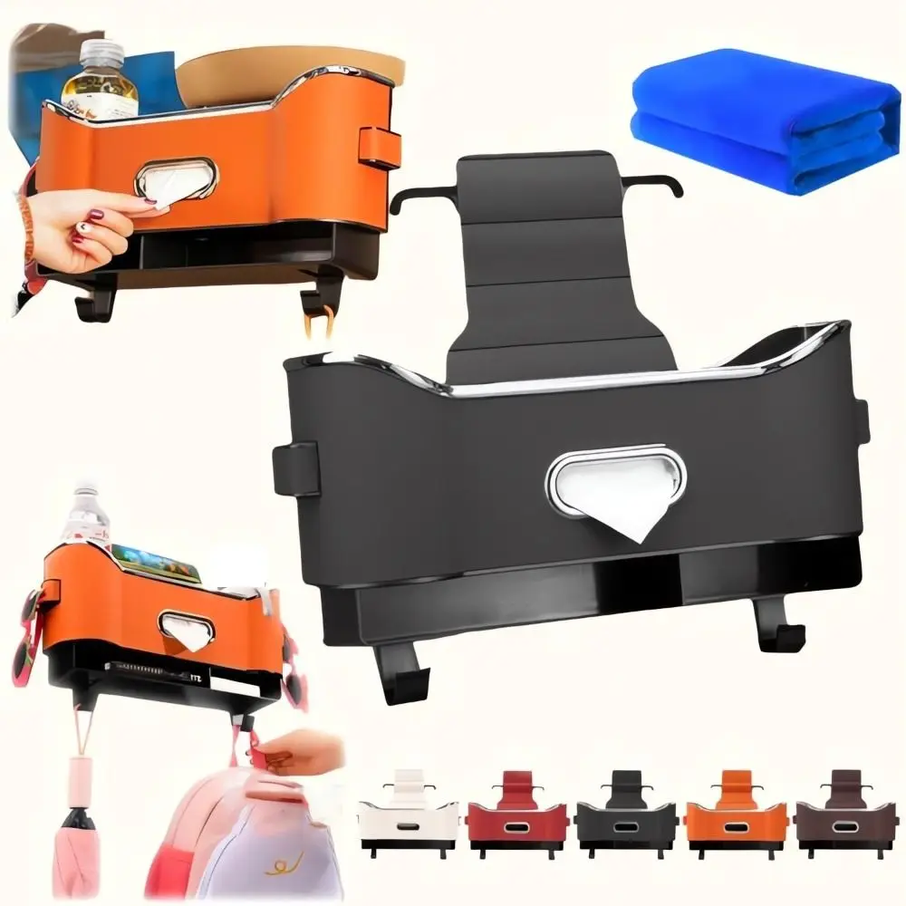 

Large Capacity Car Seat Back Storage Box Multifunctional With 2 Cup Holder Car Seat Tissue Storage Box Portable