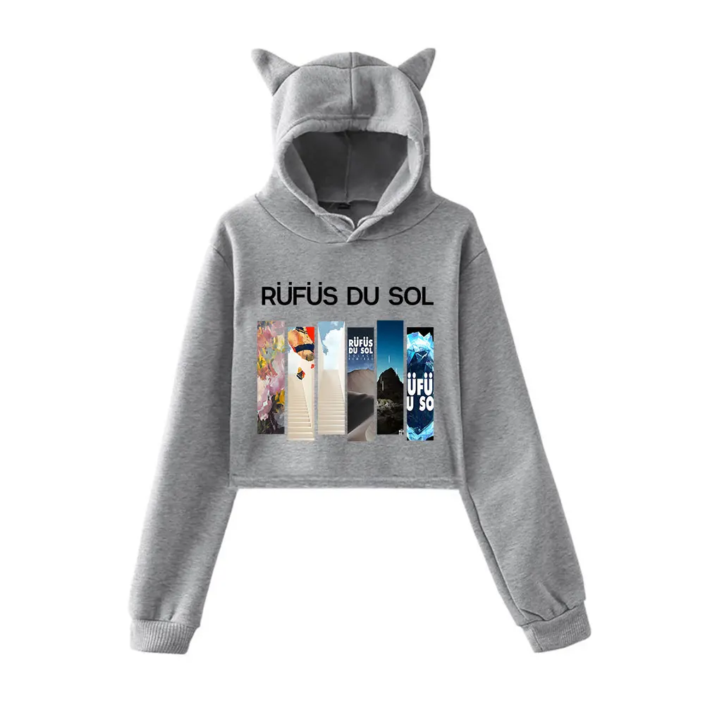 Rufus du Sol Merch เสื้อสเวตเตอร์มีฮู้ดอินเทรนด์สําหรับเด็กผู้หญิงเสื้อสวมหัวหูแมวสวมใส่ทุกวัน