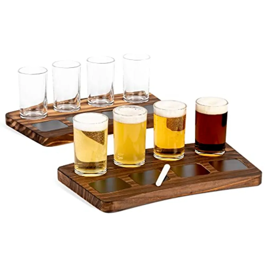 

Beer Flight Boards with Glasses Drink Flight Boards Beer Tasting Glasses Trays for Drinks Wine Margarita Whiskey Bourbon Mimosa