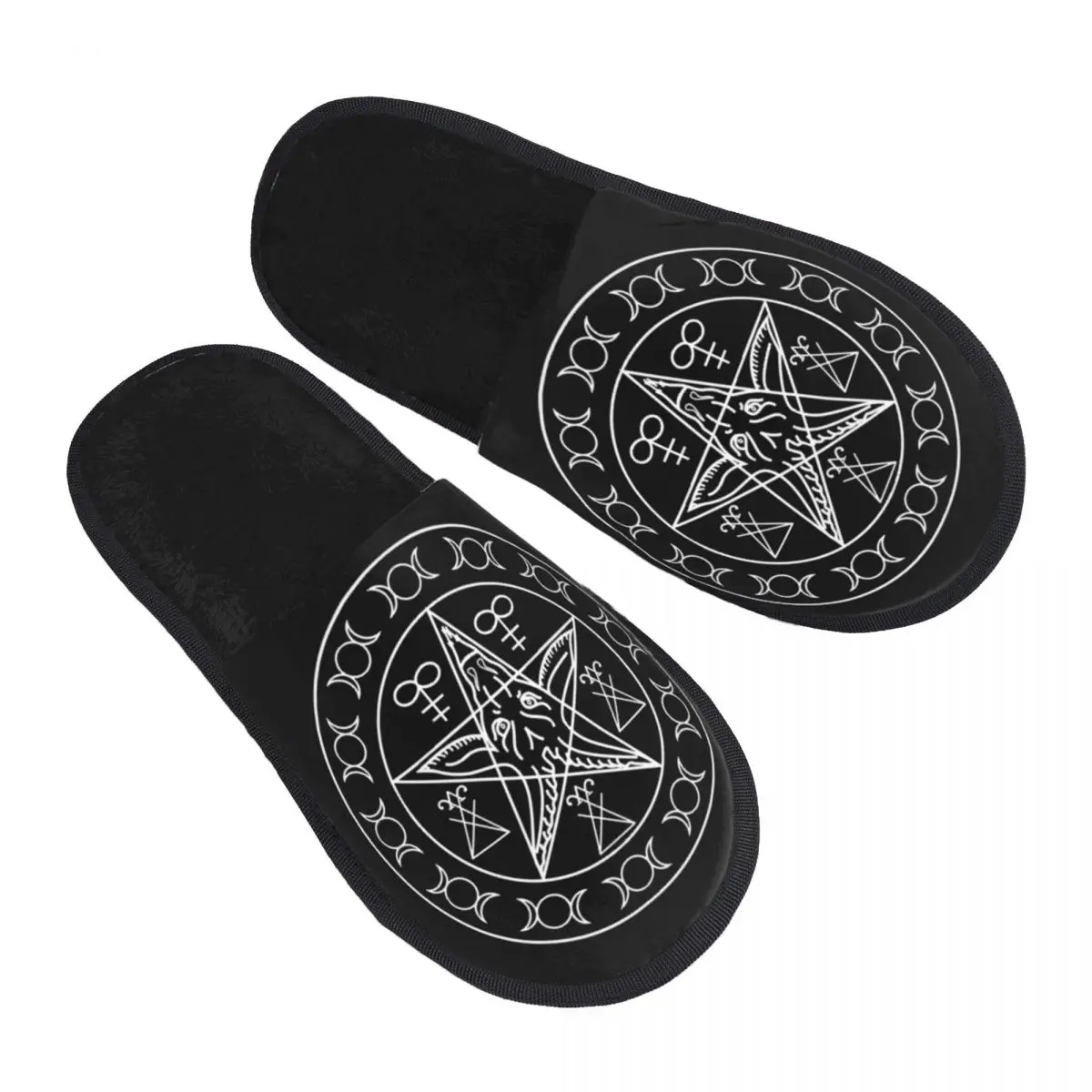 

Baphomet Guest Slippers for Spa Women Custom Print Satan Pentagram House Slipper