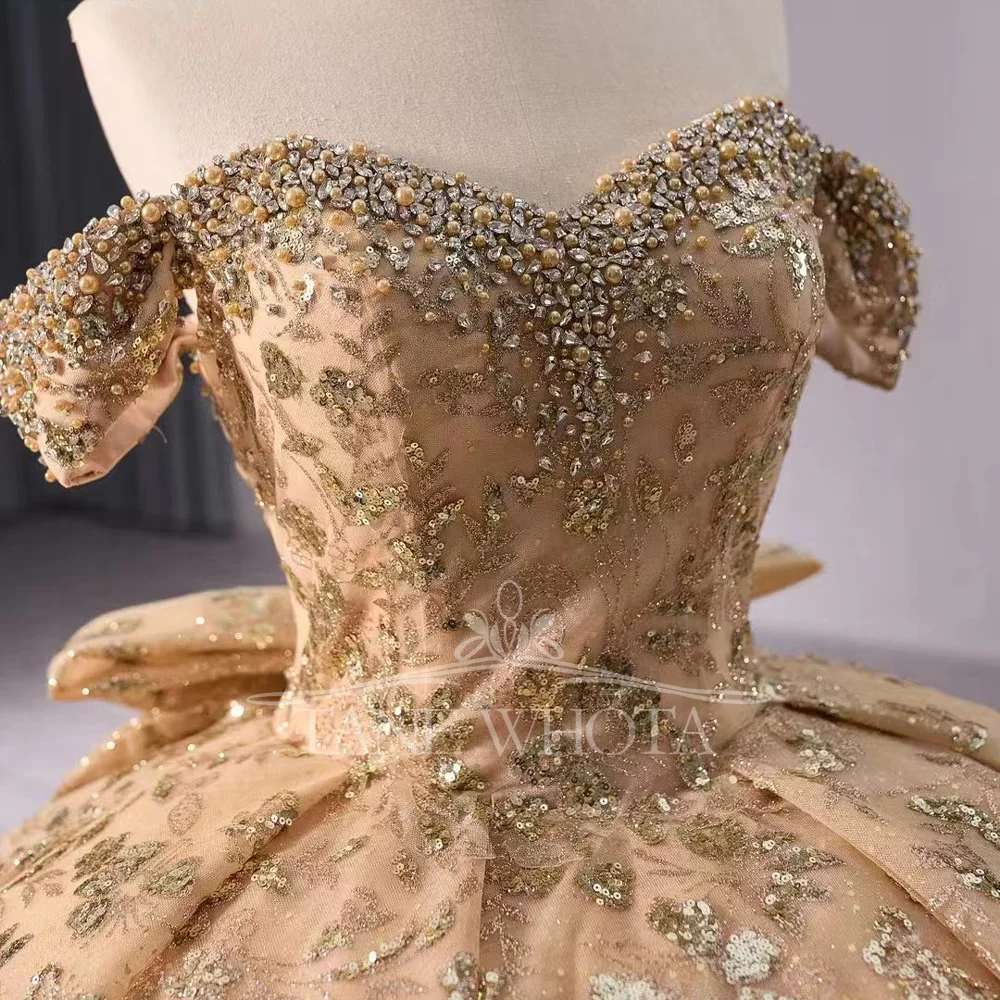 Красное настраиваемое вечернее платье с открытыми плечами, на шнуровке сзади, украшенное бисером и кристаллами, с блестками и бантом, Vestido De Noche