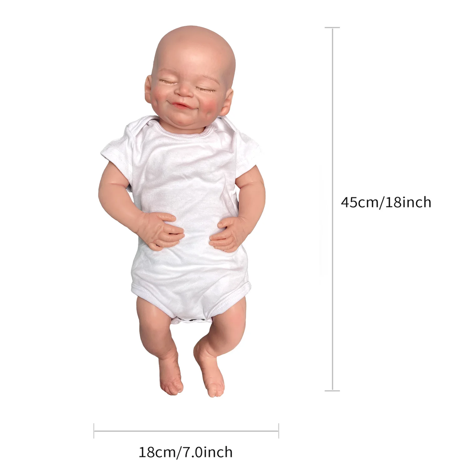 18" Cecilia Boy Full Body Solid Silicone Bebe Reborn Doll 3D Painted Doll Toy For Family's Gift Muñeca Corpo De Silicone Inteiro