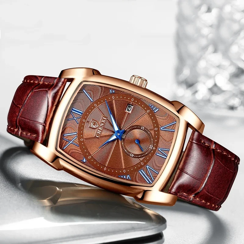 CHENXI Original Men Quartz Watch Luxury Leather Wristband Luminous Calendar Waterproof Casual Fashion Male Daily Wristwatch