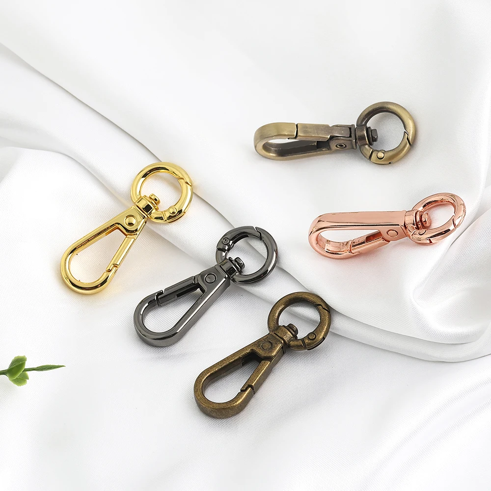 10/30/100PCS Inside:12mm Open Metal Carabiner Snap Hook Trigger Clasps Clips Swivel O-ring For Bag Strap Keychain Accessories
