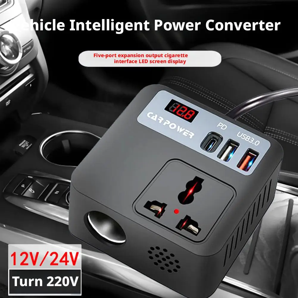 Newest Car Inverter 12V 24V To 220V Cube Cigarette Charger Protection Charging 3c Car 5V QC3.0 Lighter USB Overload Fast Y9M0