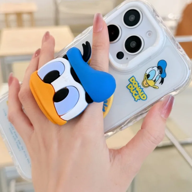 

Для iPhone 17 16: Складной силиконовый держатель-подставка с милым 3D-мультяшным Дональдом Даком, совместимый с MagSafe, магнитный держатель-грипток для телефона