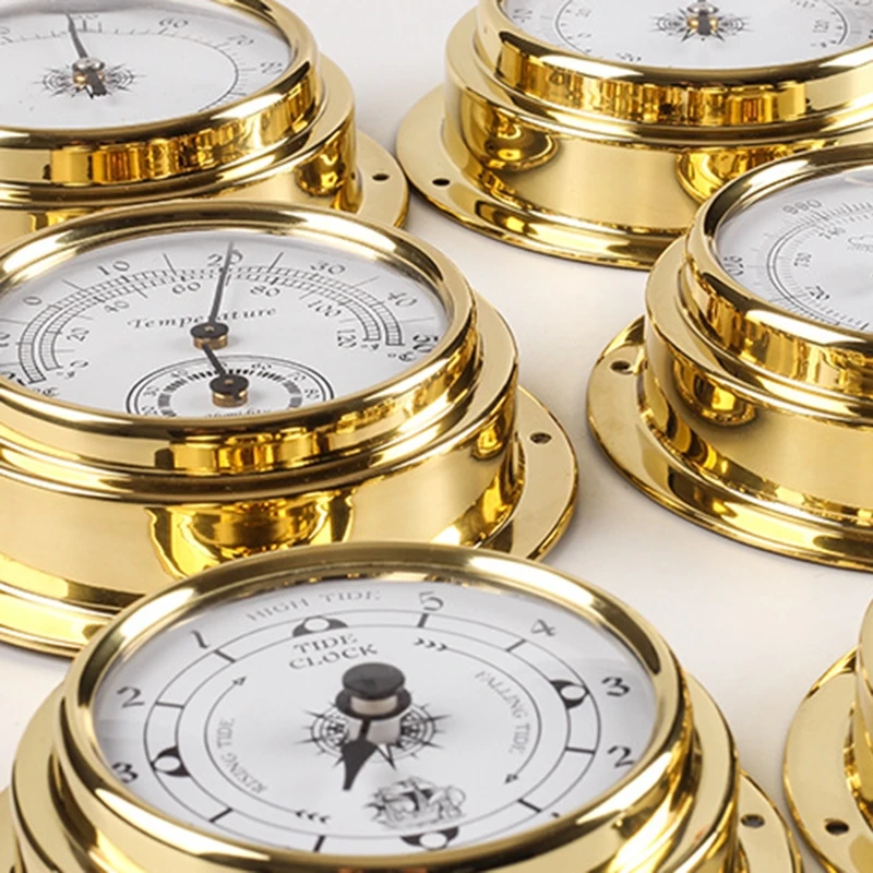 4 pezzi/set termometro igrometro barometro orologio orologio in rame per guscio zirconio marino per stazione meteorologica