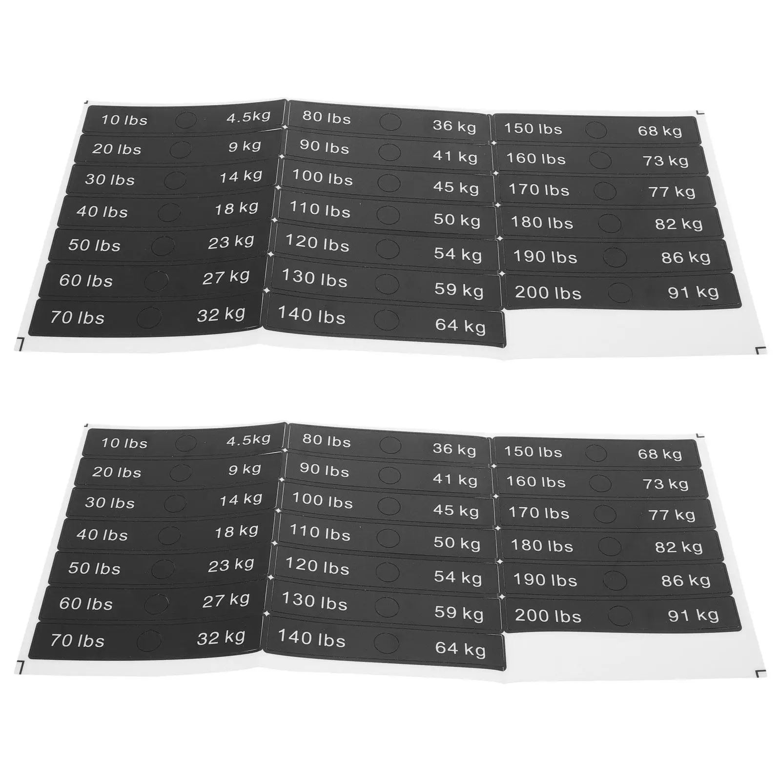 2 Sheets Gym Weight Stickers 4.5-91Kg 10-200Lbs Clear Number Tags for Weight Stack Identification Fitness Equipment Labels
