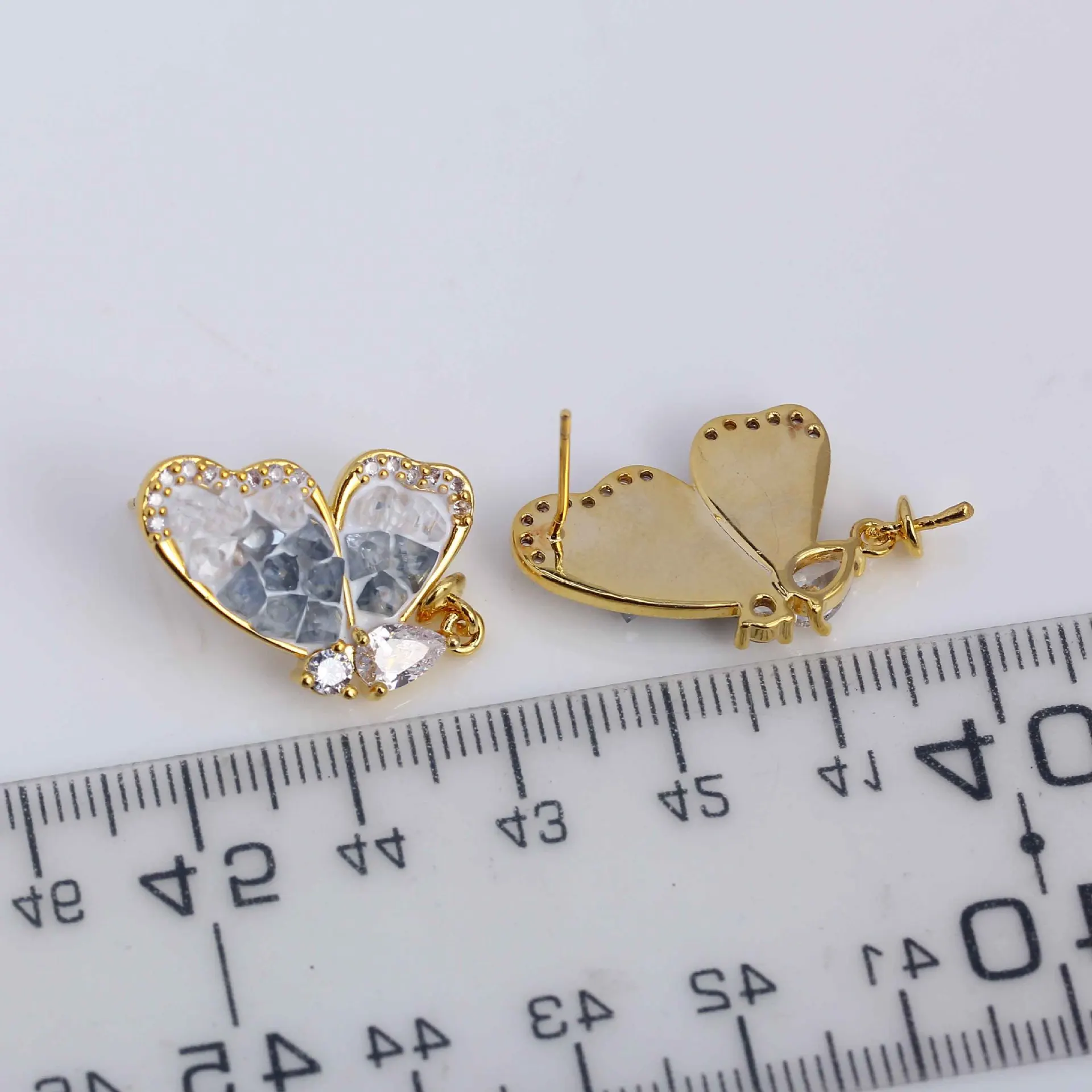 

E129 Gold Plated Copper Butterfly S925 Sterling Silver Needle Pearl Stud Earrings Findings Jewelry Making DIY Jewelry Accessorie