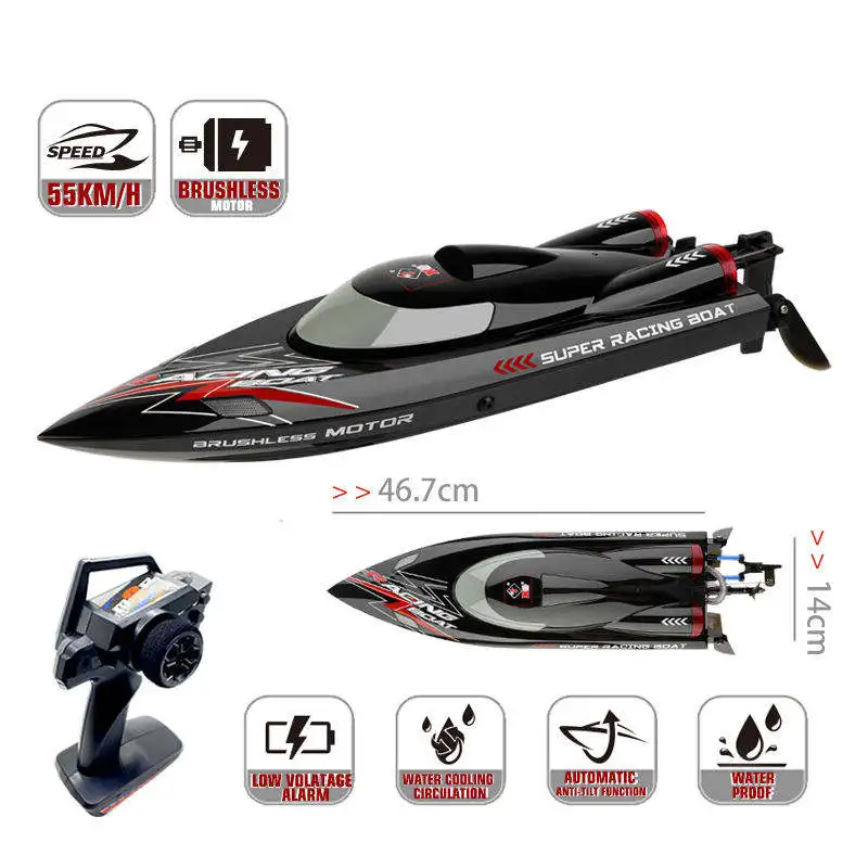 WL916 High Speed 55KM/H RC Racing Boat 2.4GHz Waterproof Remote Control Speedboat with Low Battery Alarm for Adults & Kids