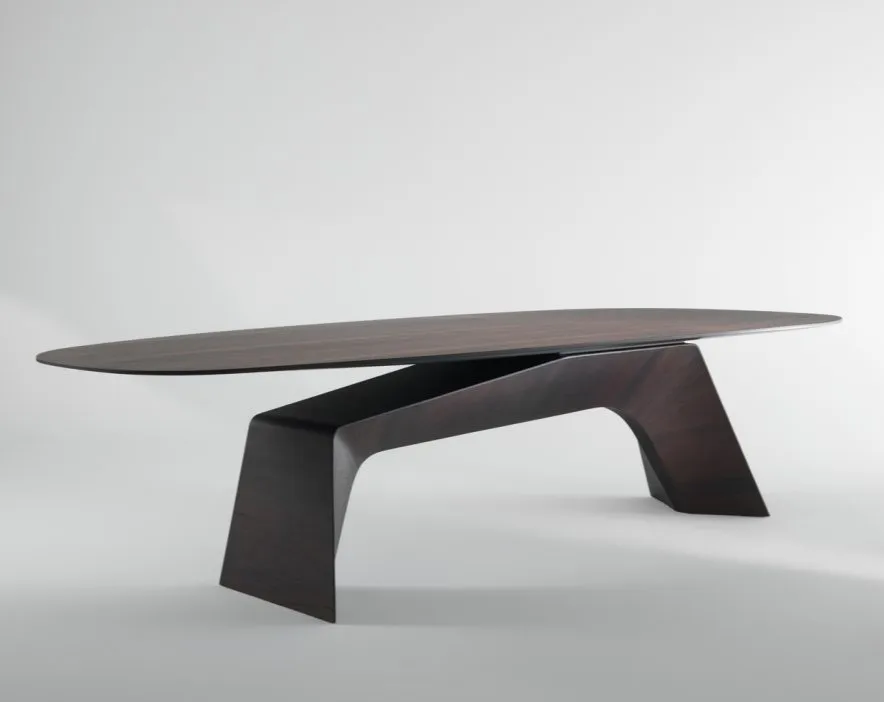 #Italian Modern Minimalist Solid Wood Office Desk Oval Conference Table With Rock Slab Top Elegant Office Furniture