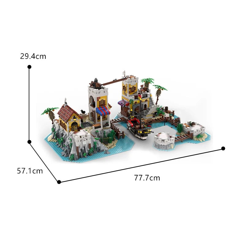 MOC 6277 Imperial Island Eldorado Fortress Building Blocks Set Trading Post Remake 21322-Pirates Bay Brick Toy For Children Gift