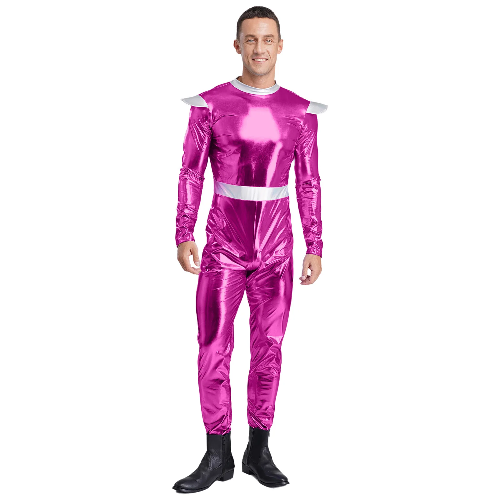 Zilver volwassenen buitenaardse cosplay kostuum heren robot jumpsuit astronaut ruimte outfit rollenspel prestaties festival kostuum