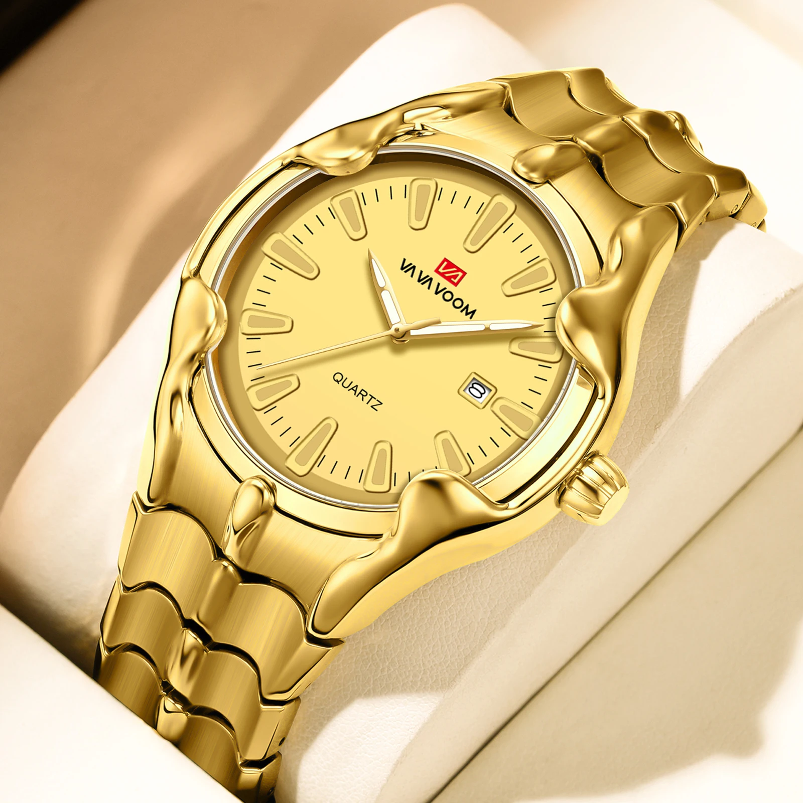Men Sports Quartz Watch VA VA VOOM 44mm Large Dial Luminous Date Waterproof Casual Business Male Wristwatch Relogio Masculino