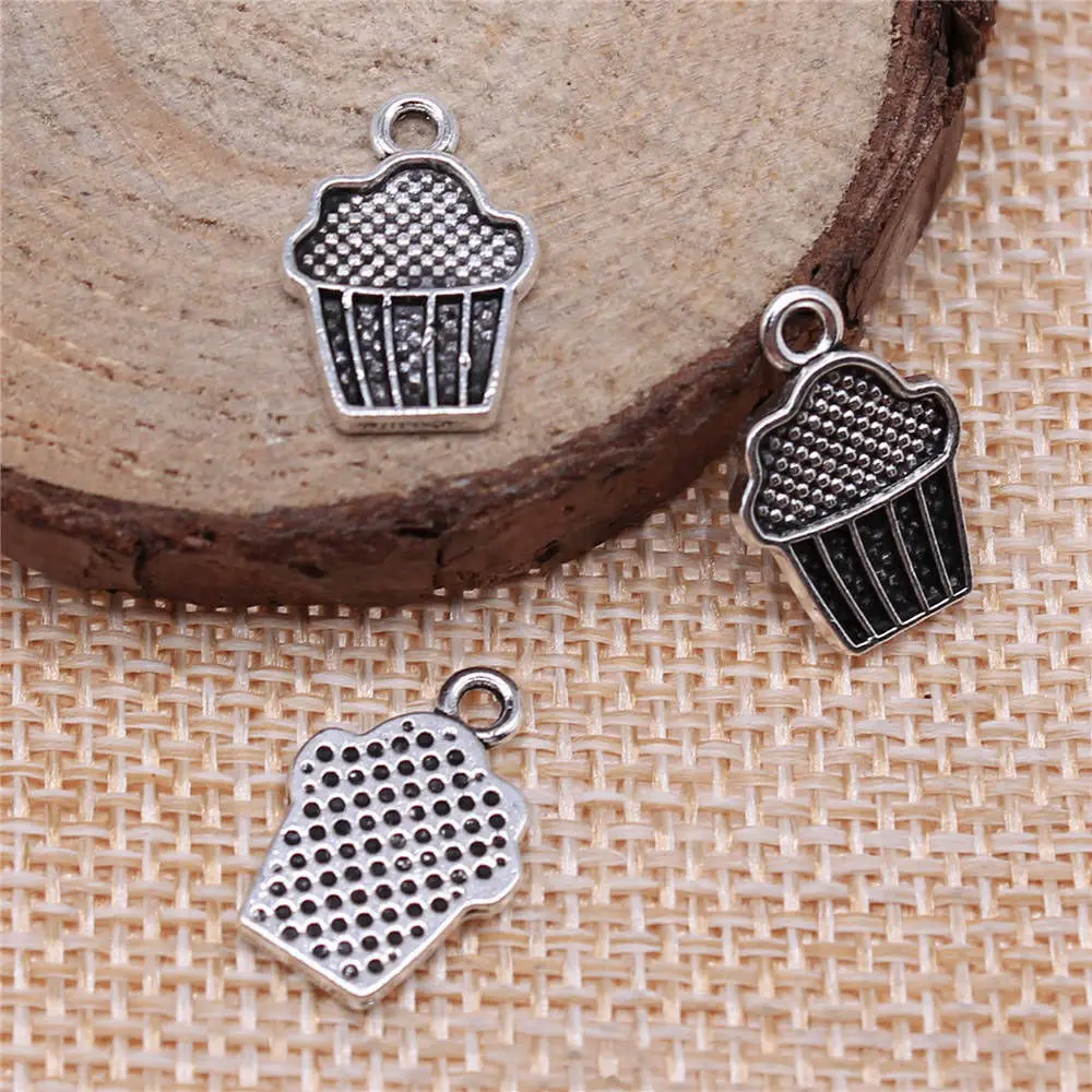 Couple Pendants Cupcake Charms Jewellery Making Supplies 15x10mm 10pcs