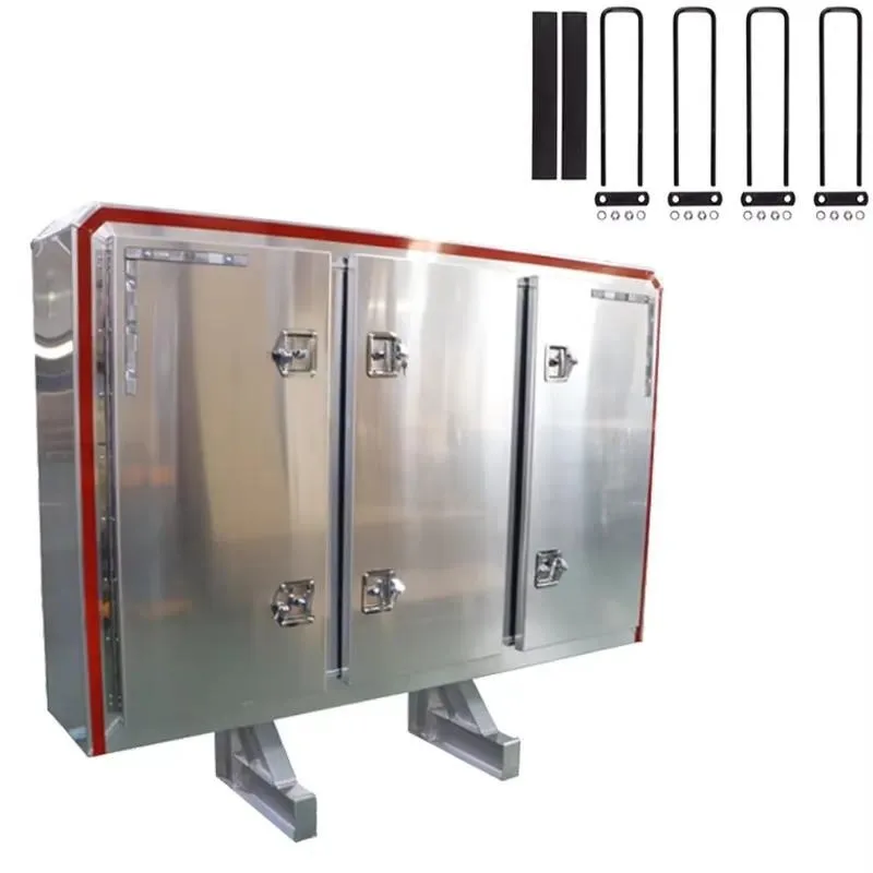 Lightweight Aluminum Three Door Cab Guard with Toolbox 68x80 Inches for Flatbed Trailer Commercial Trucks