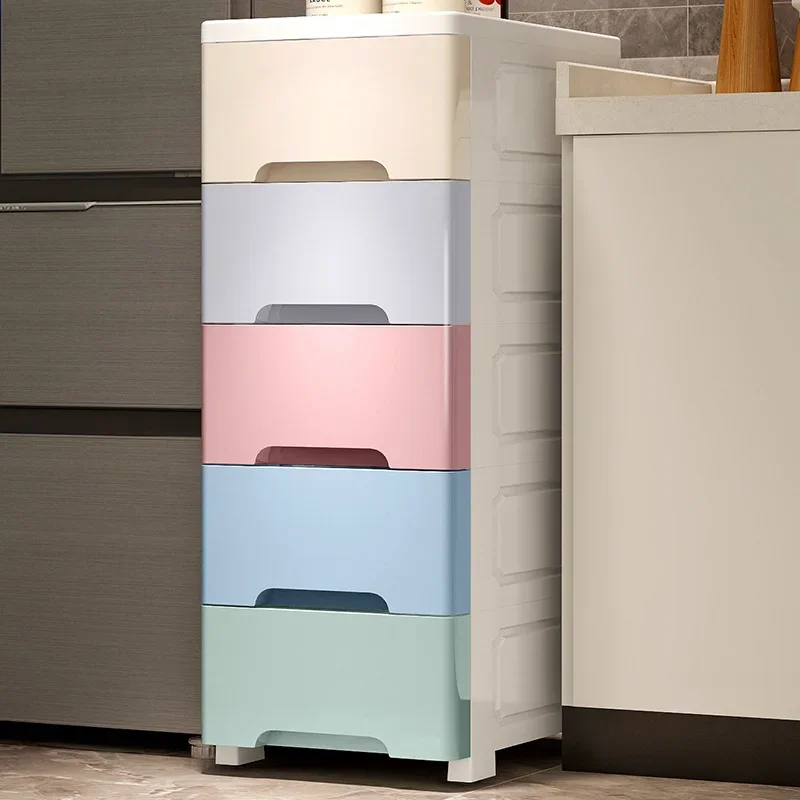 20-30CM Kitchen Drawer Type Storage Cabinet for Bedroom Organization Thickened Bathroom Narrow Seam Cabinet Plastic Storage Rack