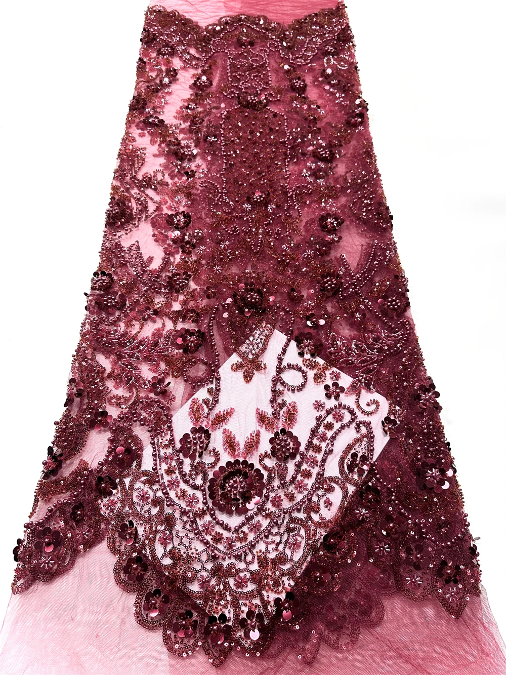 

High Quality Lace Embroidery Sequins Net Lace With Beads Latest African Sequins Lace Fabric For Women Wedding Party Dress