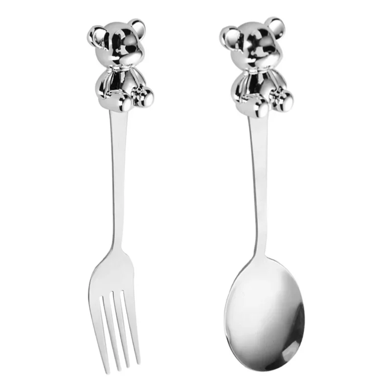 Creative Cute Bear Coffee Dessert Spoon Fork Stainless Steel Coffee Stirring Tea Dessert Scoop Cute Cartoon Bear Dinner Spoon