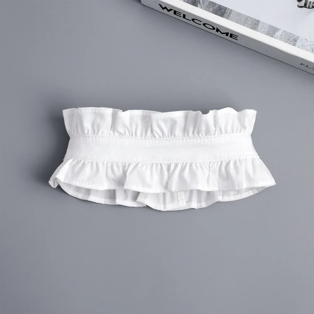 1 set French Style Fake Faux Collar Detachable Ruffled Edge Stand Collar Adjustable Feature Pleated Design Ruffled Sleeve