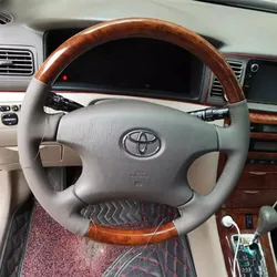 Braid Car Steering Wheel Cover Car Interior for Toyota Corolla 2004 2005 2006 2007 2008 DIY Ultra-thin Peach Wood Grain Leather