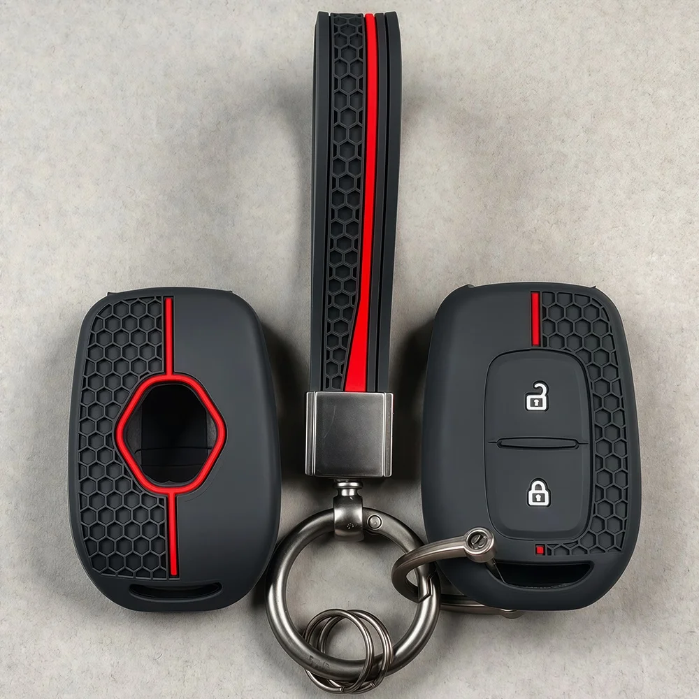 Keychain Silicone Key Ring Case Cover Shell Holder For Renault Clio Modus Clio Dacia Sandero Logan Duster Dokker 2021 2020 2019