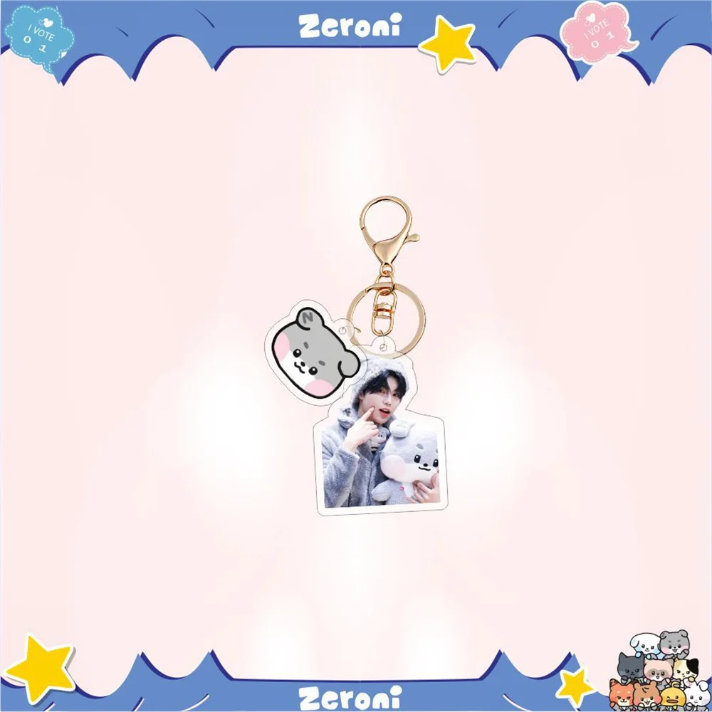 2PCS Kpop ZB1 ZEROBASEONE Cartoon Acrylic Keychain PARKGUNWOOK HANYUJIN KIMGYUVIN RICKY ZHANGHAO Pendent Fans Gifts Collection