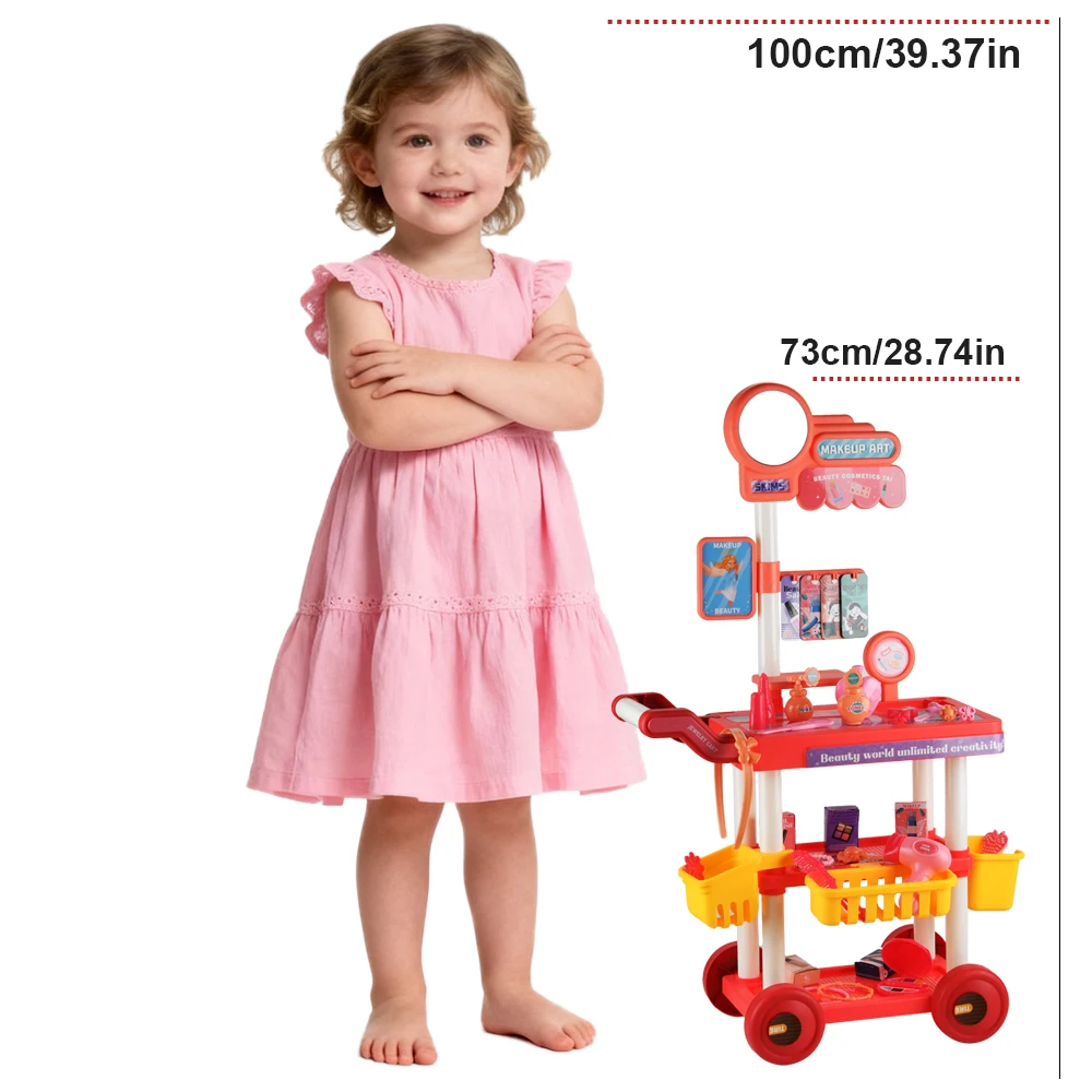 عربة الطب، عربة الملابس، عربة المطبخ، عربة الأدوات، لعبة مسرح الأطفال تتضمن ملحقات مقلدة وملصقات DIY #2