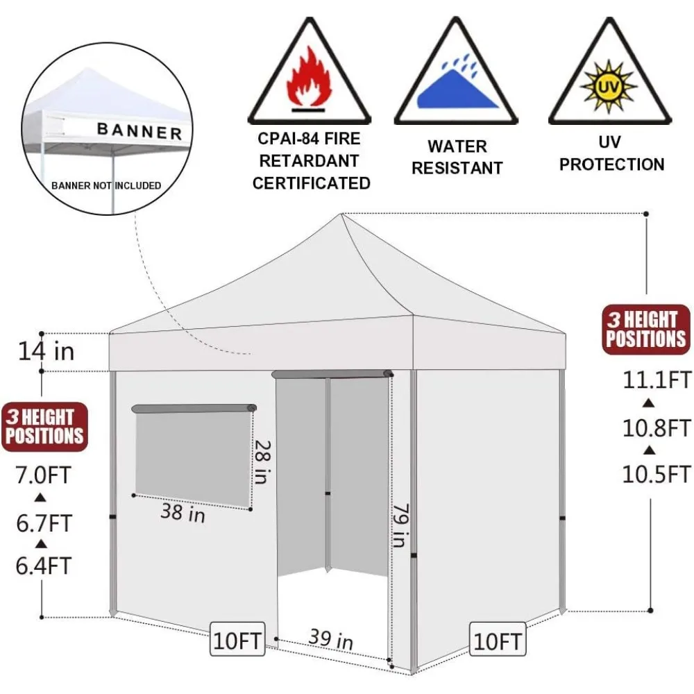 op-up Canopy Tent Commercial Instant Canopies with 4 Removable Zipper End Side Walls and Roller Bag, Bonus 4 SandBags(White)