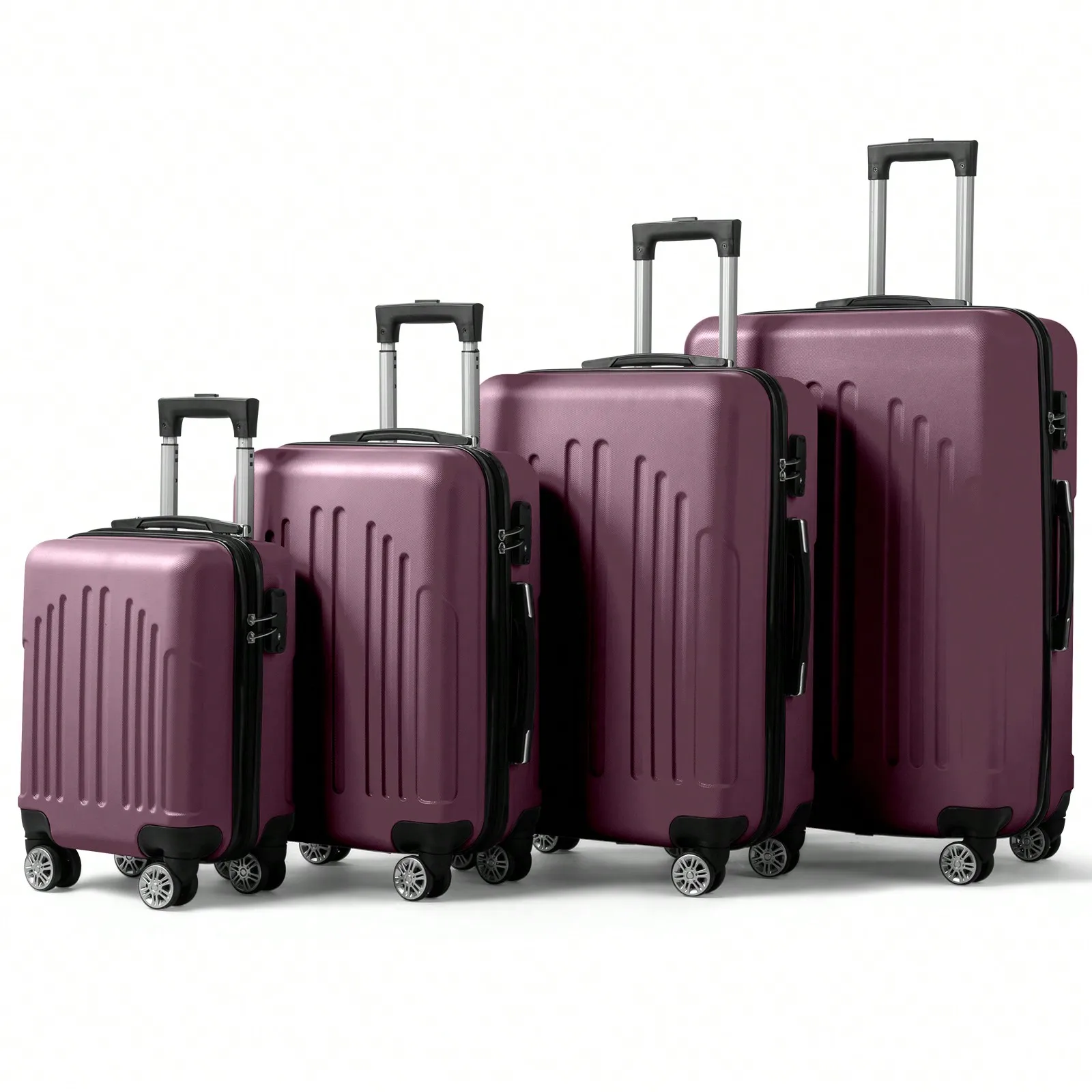 4 Piece Luggage Set, ABS Hardshell Suitcases with Dual Spinner Wheels & TSA Lock, Purple Orchid Hard Shell Rolling Luggage, Durable Travel Suitcase, Dorm Essentials for College Students, Ideal for School, Cruise, Family Vacation & Weekend Trips