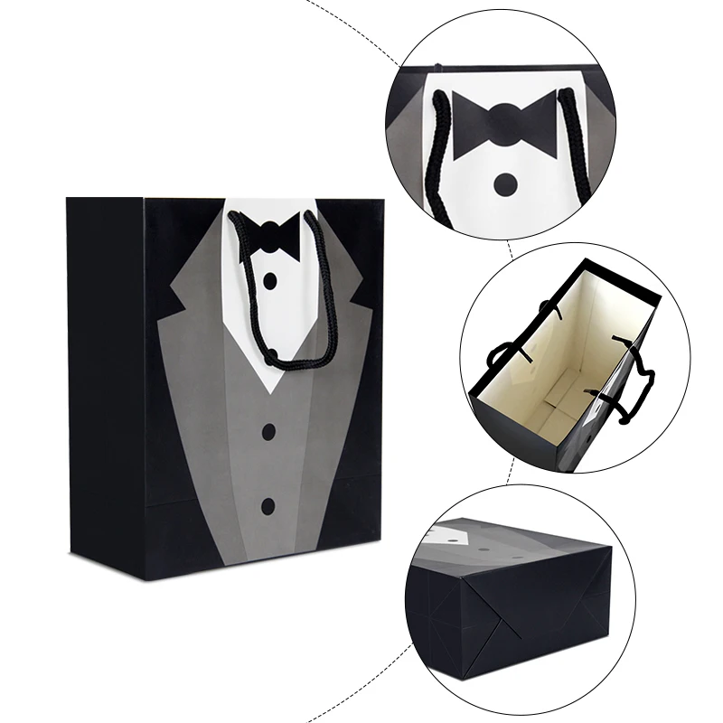 5 stücke hochzeits geschenk beutel kreatives bräutigam tuxedo papier mit griff box vater geburtstags geschenk verpackung souvenirs party dekoration