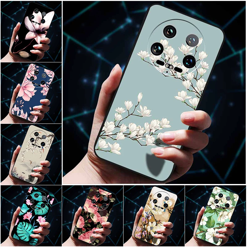 Para Xiaomi 14 Ultra Funda 15Ultra 13Ultra suave silicona parachoques 3D flores relieve fundas de teléfono para Xiaomi 15 Ultra contraportada Funda
