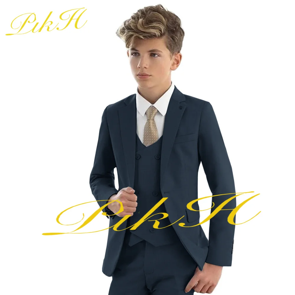 Gray Suit For Boys Formal Party Jacket Pants Vest Three Piece 3-16 Years Old Wedding Tuxedo Kids Blazer Child Set