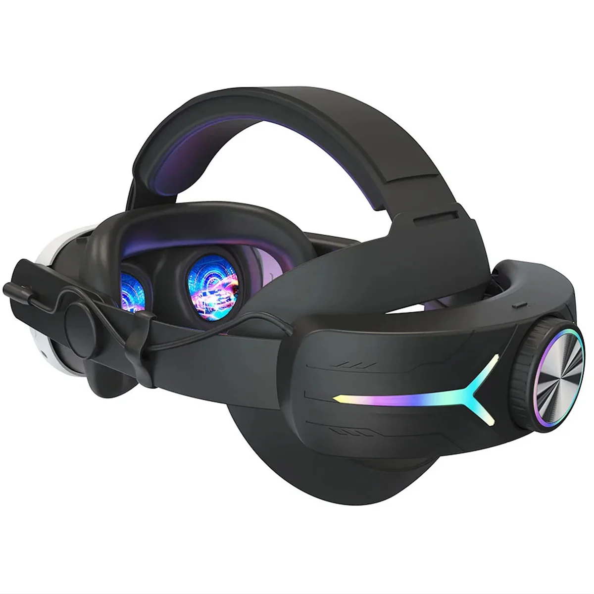 

VR Head Strap for Meta Quest 3 Sponge Headwear RGB Charging Headset Built-In 8000MAh Batteries VR Accessories-Black